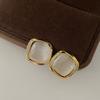 Opal Stud Geometric Square Women'S Niche Design Light Luxury Exquisite Atmosphere High Sense Natural Stone