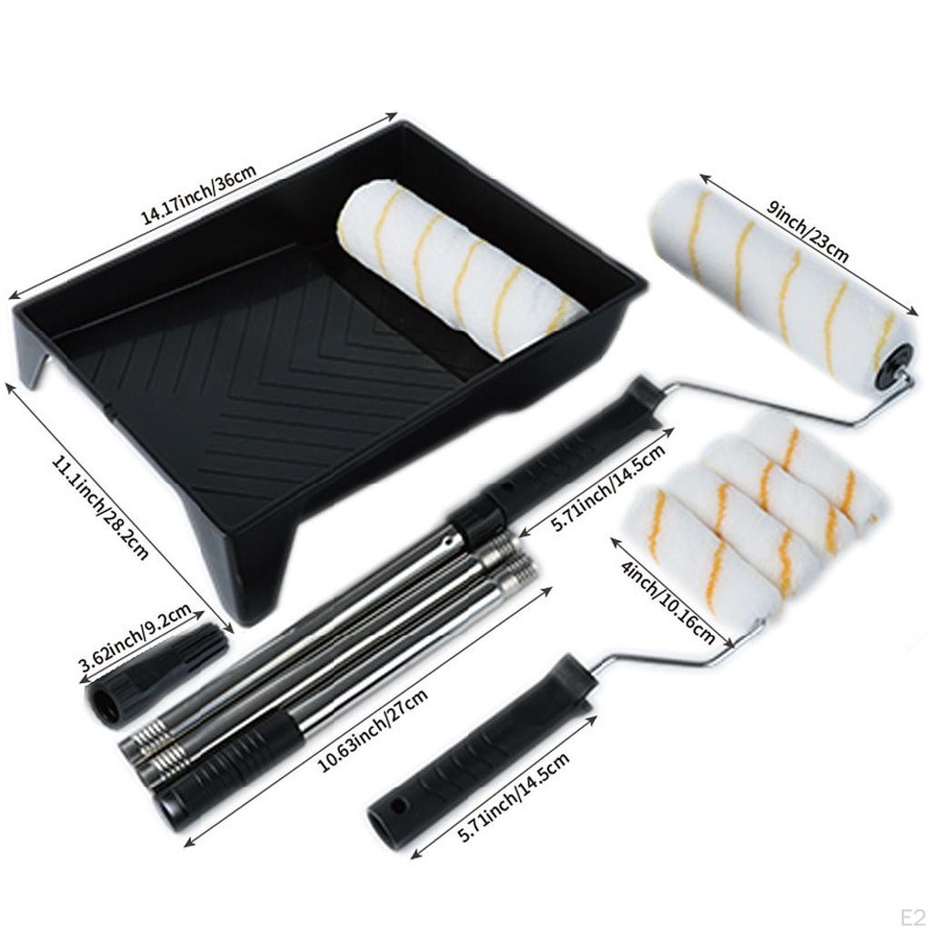 Paint Roller Kit Covers Home Decor Smooth Rolling Practical with Extension Pole Frame