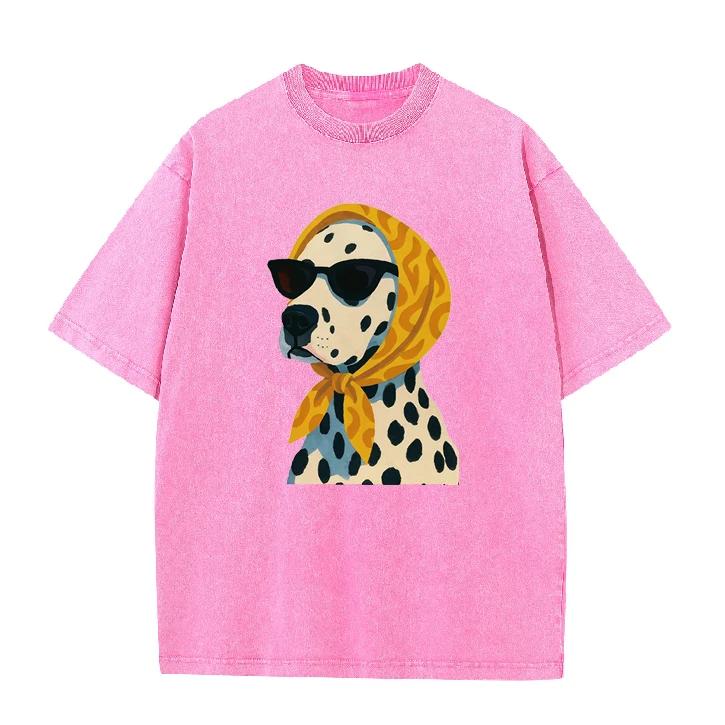 2026 Summer Retro Dalmatian Print T-Shirt Unisex Polyester Breathable Short Sleeve Oversized Loose Casual Daily Tops