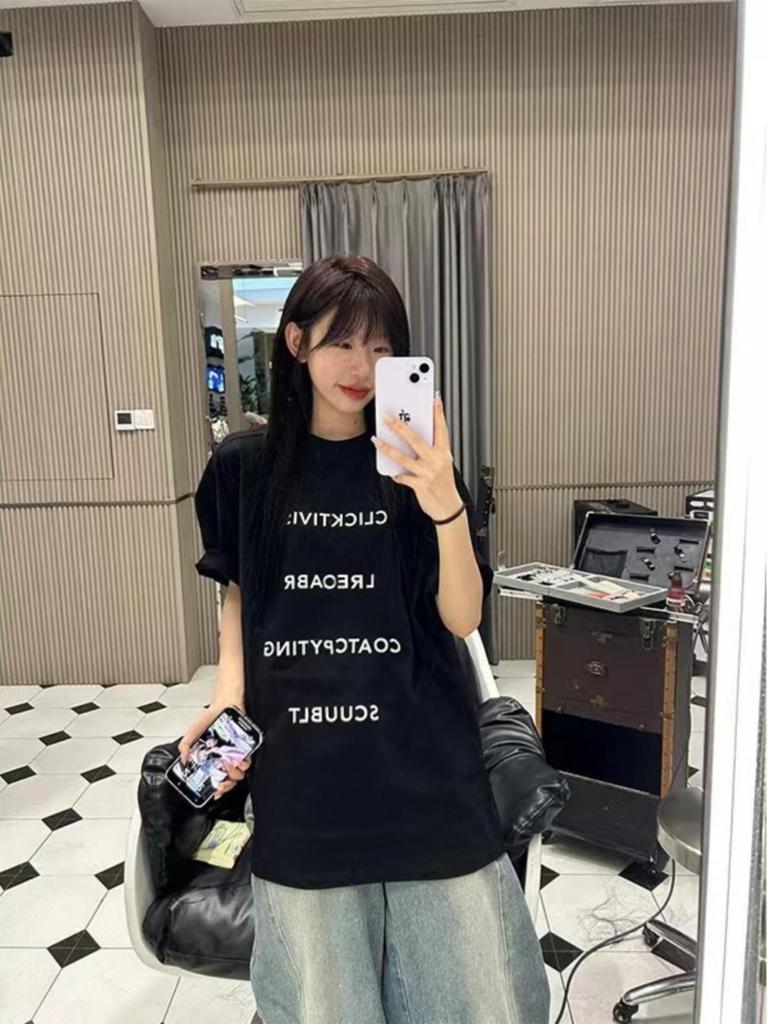 Trendy American Black Oversized Slim Fit Short-Sleeve T-Shirt for Women & Couples