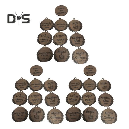 Names of Jesus Decorations Wooden Jesus Themed Hanging Ornaments Rustic Religious Decorations Christian Gifts for Women Men Festive Decor