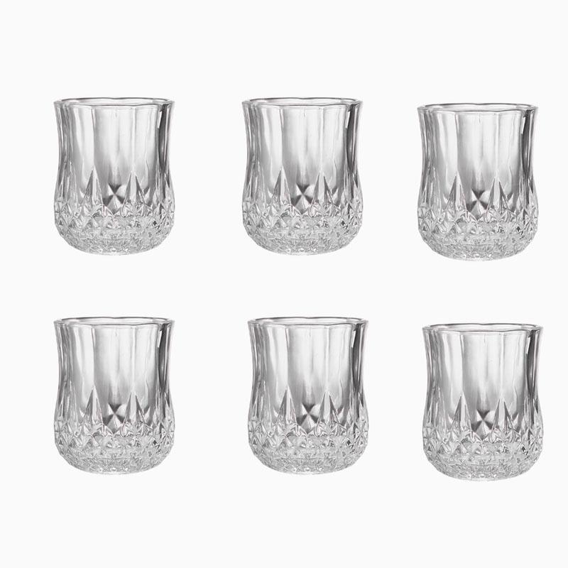 6 шт. Стакан для воды с ромбовидным узором, Пивной стакан, Стеклянный стакан, Стакан для сока, Чашка для молочного чая, Стакан для белого вина, Стакан с ромбовидным узором, Бокал для вина, Барный инвентарь 85 мл