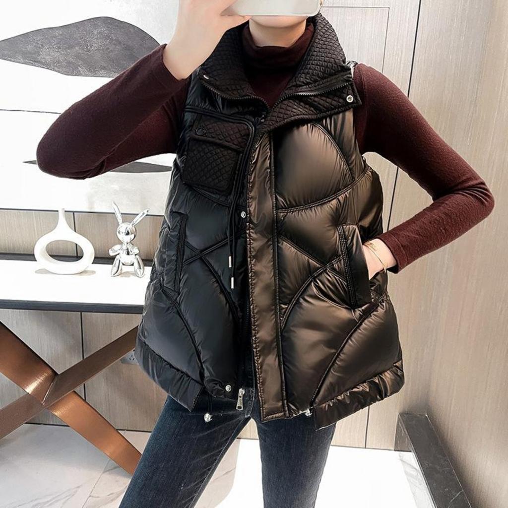 Женская осенне-зимняя утепленная новая верхняя одежда, жилет с хлопковой подкладкой, воротник-стойка, куртка без рукавов, пальто, жилет