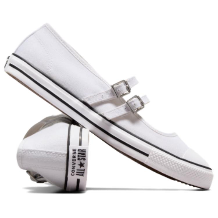 Converse Кеды Chuck Taylor All Star Dainty Mary Jane Модные Универсальные Прочные Легкие Низкие Канвасовые Кроссовки Женские Белый A11552C