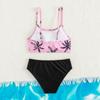 Black+pink Flounce Girls Two Piece Swimsuit Teen Girls Tie Side Bikini Sets 7-14 Years Girls Bathing Suit Swimwear
