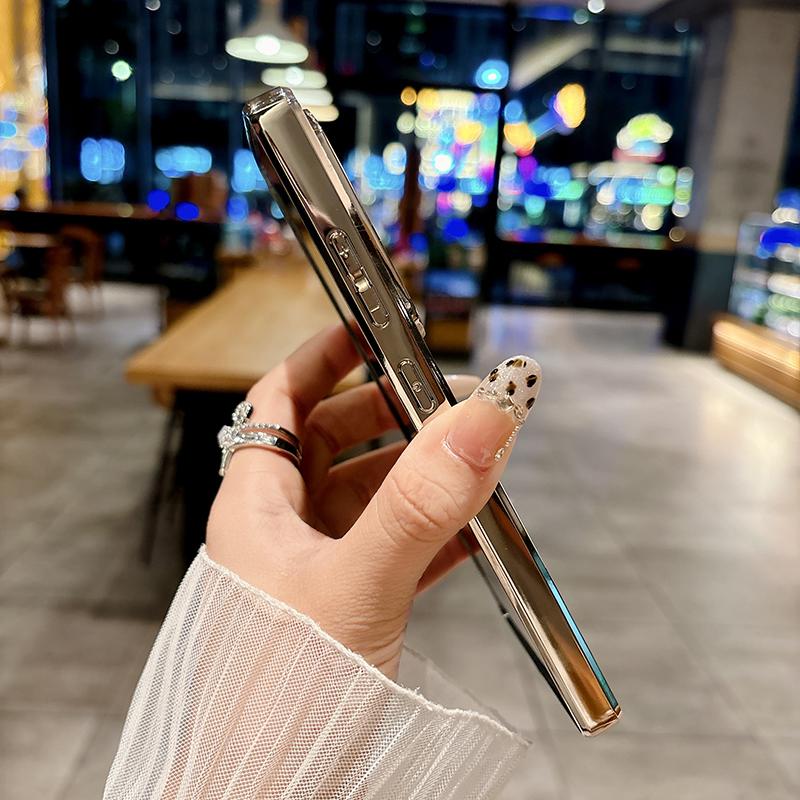 Роскошный чехол с градиентным блеском и гальваническим покрытием для Samsung Galaxy A34 A35 A36 A53 A54 A55 A56, стразы, мягкий бампер, жесткая задняя крышка из ПК