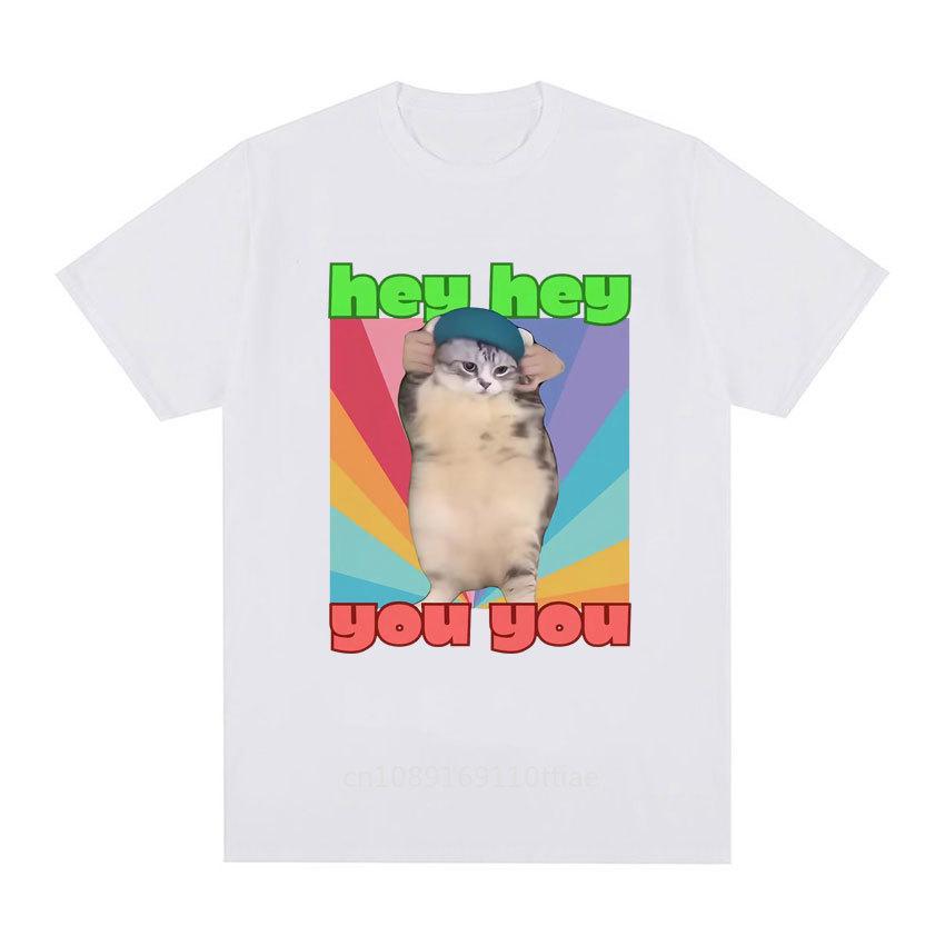 Funny Dancing Cat Cute Meme Graphic T-Shirt High Quality Short Sleeve Tee Shirt Casual O-Neck Cotton Oversized T-shirt Unisex