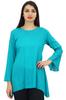 Women's Turquoise Flounce Sleeve Cotton Modal Casual Blouse Tunic Top-
