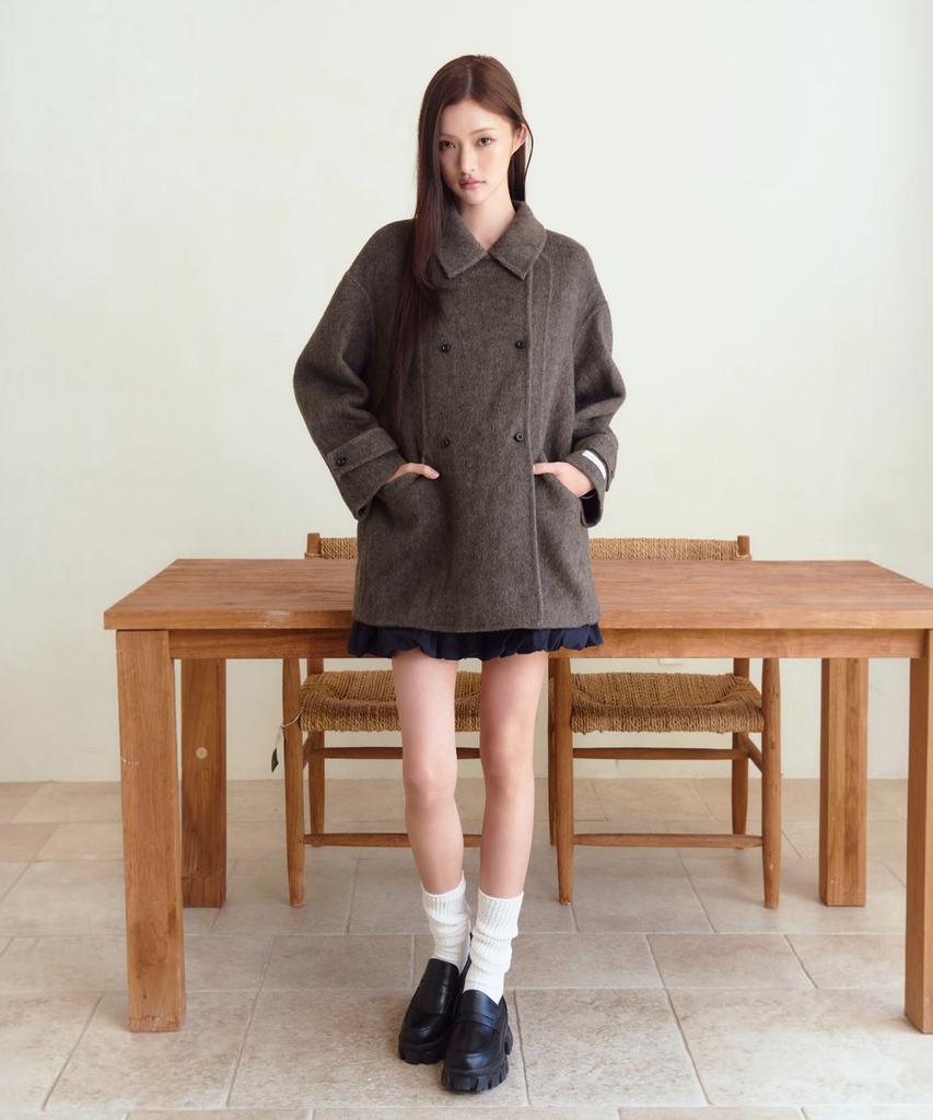 THE GREEN LAB Double Half Coat [Khaki Brown]