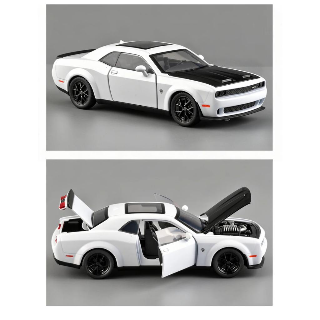 1/32 Модель автомобиля Dodge Challenger SRT Литая модель из сплава Симуляция Hellcat Мускул Спортивный автомобиль Модель Машинка для мальчика Праздничный подарок на день рождения