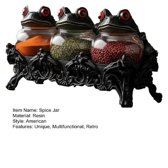 Ведьминские банки для специй с крышками в виде лягушек ручной работы, готические аптекарские бутылки с красными глазами для трав, чая, соли, перца, деревенский кухонный декор