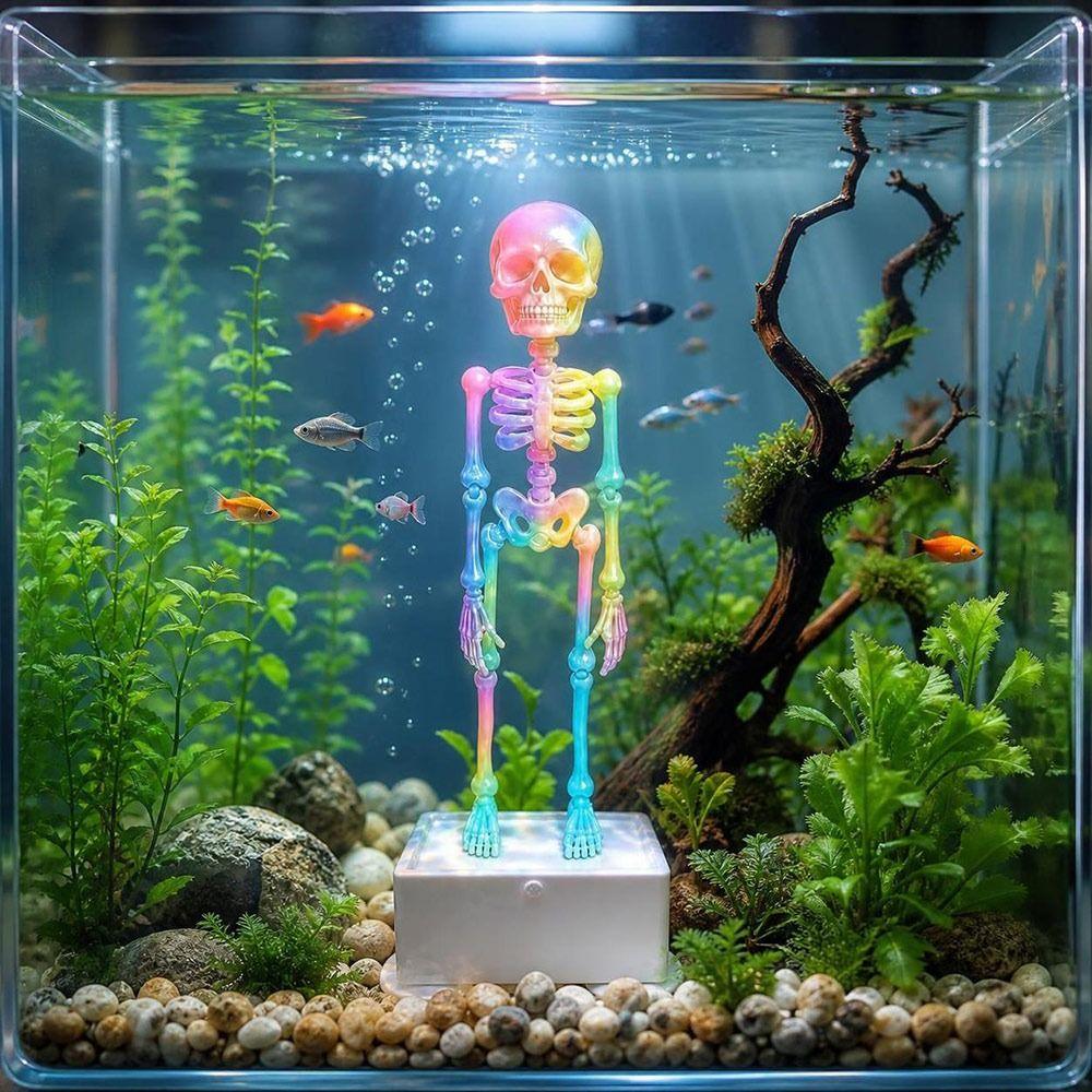 Luminous Dancing Skeleton Bubbler Bubble Activated Skeleton Air Stone Aquarium Landscaping