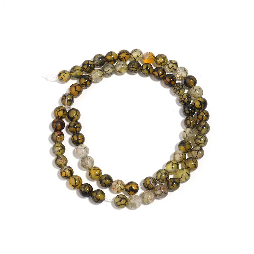 Бусины из агата с желтым узором, свободные бусины с черным узором для изготовления ювелирных изделий, аксессуары для браслетов, нить «сделай сам», 15 дюймов, 4-12 мм