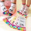 Color Random Cute Sports Trainer Five Finger Toe Socks Cotton Cartoon Smile