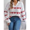 Autumn and Winter Casual Lantern Sleeve Contrast Color Love Pullover Sweater