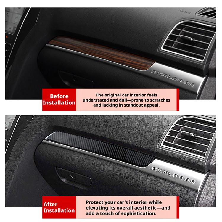 100% Real Carbon Fiber Dashboard Trim for Ford Explorer 2011-2019 Passenger Decor Strip, Glossy Epoxy Coating Interior