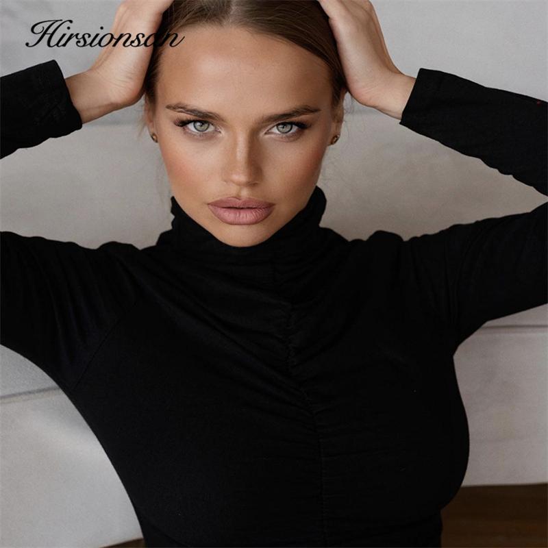 Hirsionsan элегантный базовый вязаный свитер женский 2021 облегающий женский теплый трикотаж повседневные пуловеры женский однотонный джемпер
