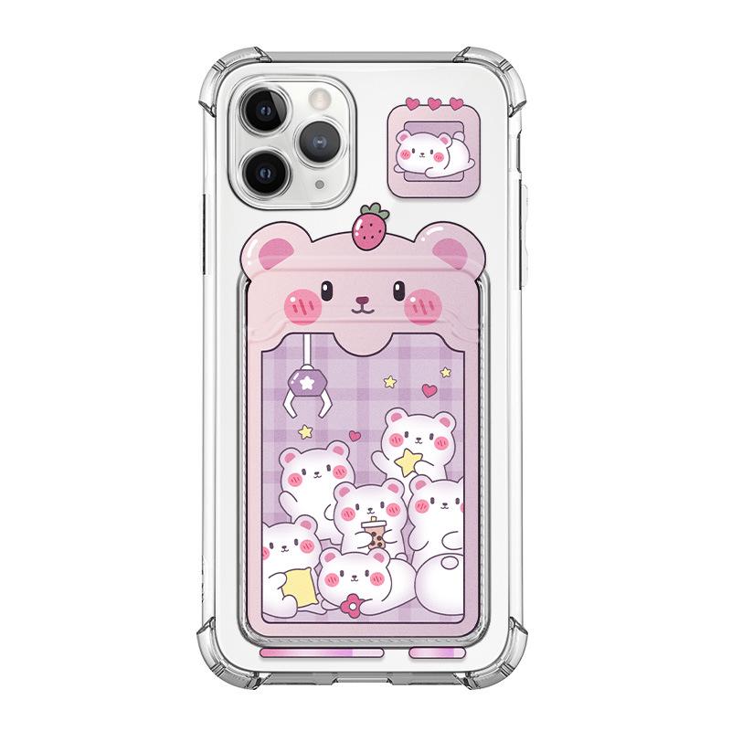 Zhitai Cute Cartoon Card Holder Case for iPhone X/XS, 6/7/8, 14/15/16, Pro Versions.
