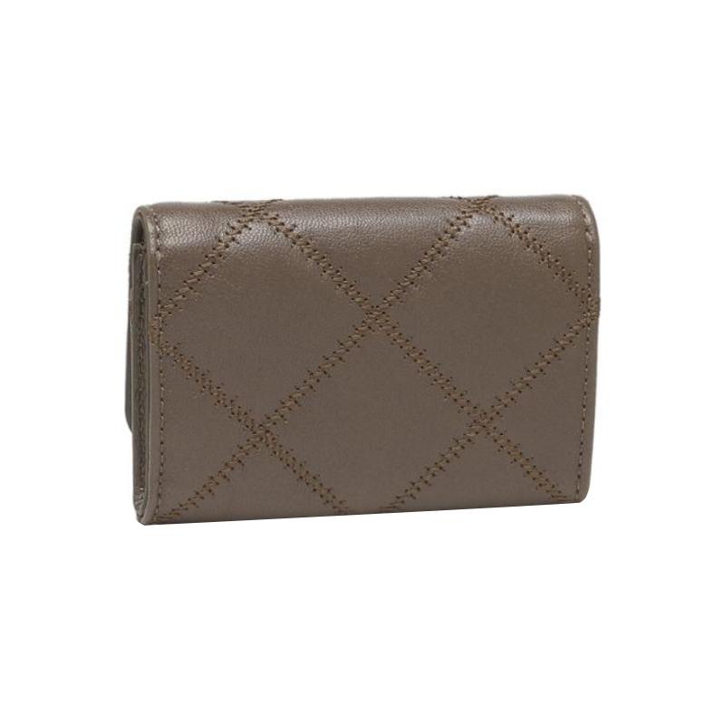 TORY BURCH Willa Solid Color Flip Closure Quilted Leather Business Card Holder Card Holder Wallet Women's Volcano Gray 87866-066