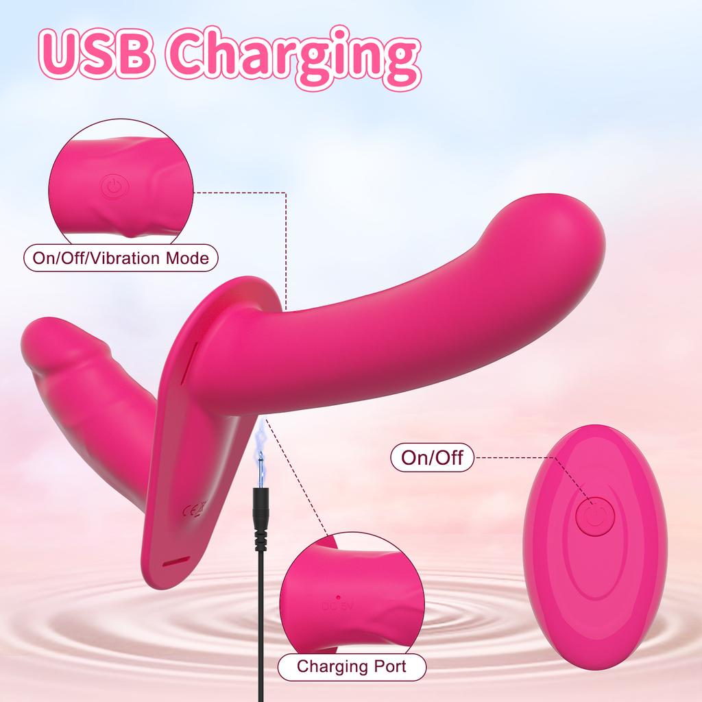 Double Dildo Wearable Panty Dildo Vibrator Adjustable Strapless Silicone Double Dildo G-spot Stimulation Remote Controls Erotica Toys