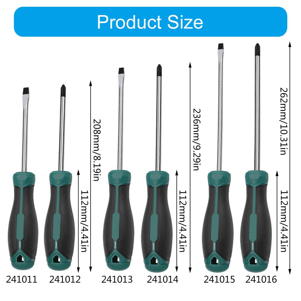 Magnetic Tip Screwdriver 6mm Crosses/Flat Professional Cushion Grip for Hand Making Home Mechanical Repair Project