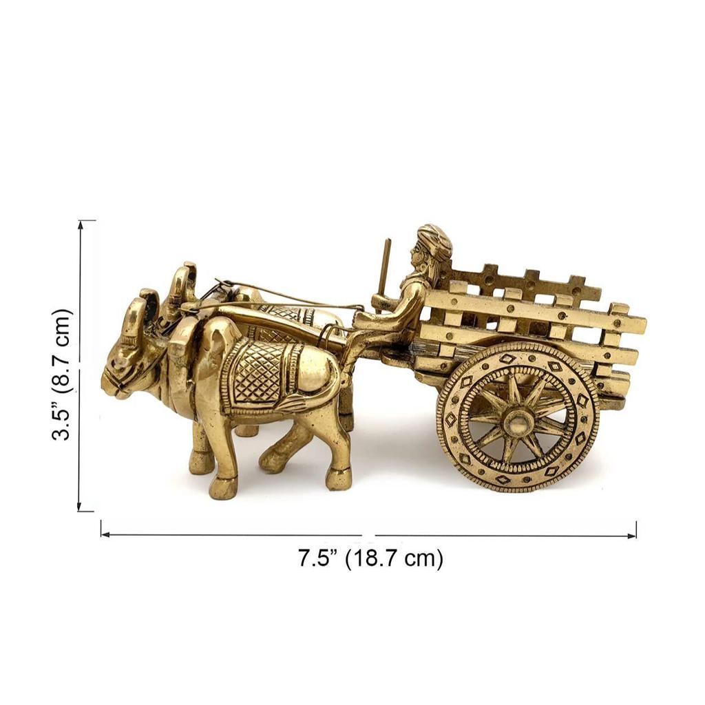 7.5 Inches Brass Bullock Cart Showpiece, Showpiece for Home, Home Decor Items, Aesthetic Room Decor, Corner Shelf Showpieces, Standard, Pack of 1