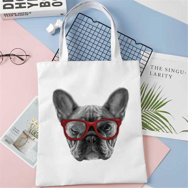 Французский бульдог Frenchies Сумка для покупок с принтом Женская дорожная пляжная большая сумка Сумка для вторичной переработки женская сумка-шоппер Экологическая женская сумка на плечо
