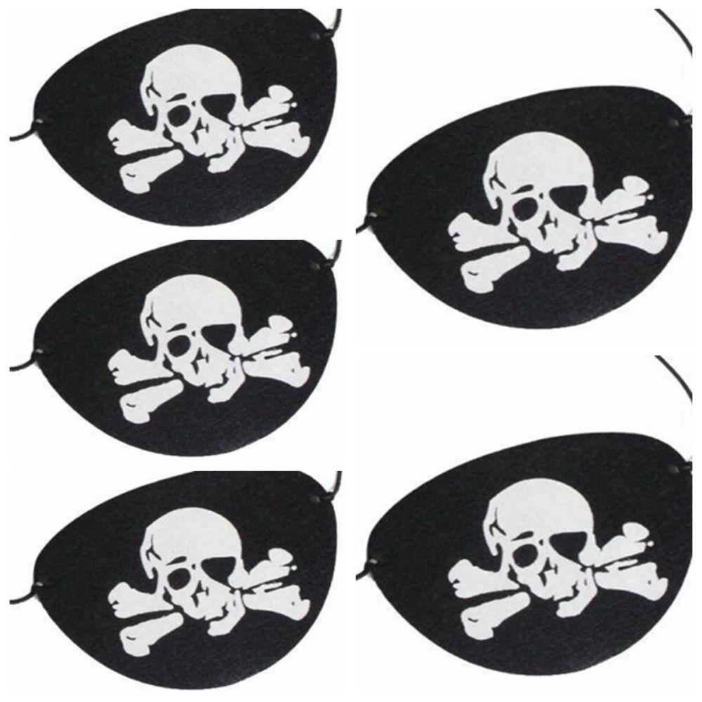 5Pcs Horror Felt Pirate Hat Black Skull Pirate Captain Cap Props Accessories Masquerade Party