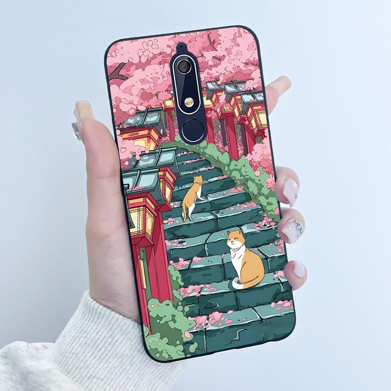 Милый Чехол Для Nokia 5.1/Nokia 5.1 Plus/Nokia X5/Nokia 5 Funda Чехол с Рисунком Защитная Крышка Мягкий Силикон Мультяшный Черный Корпус