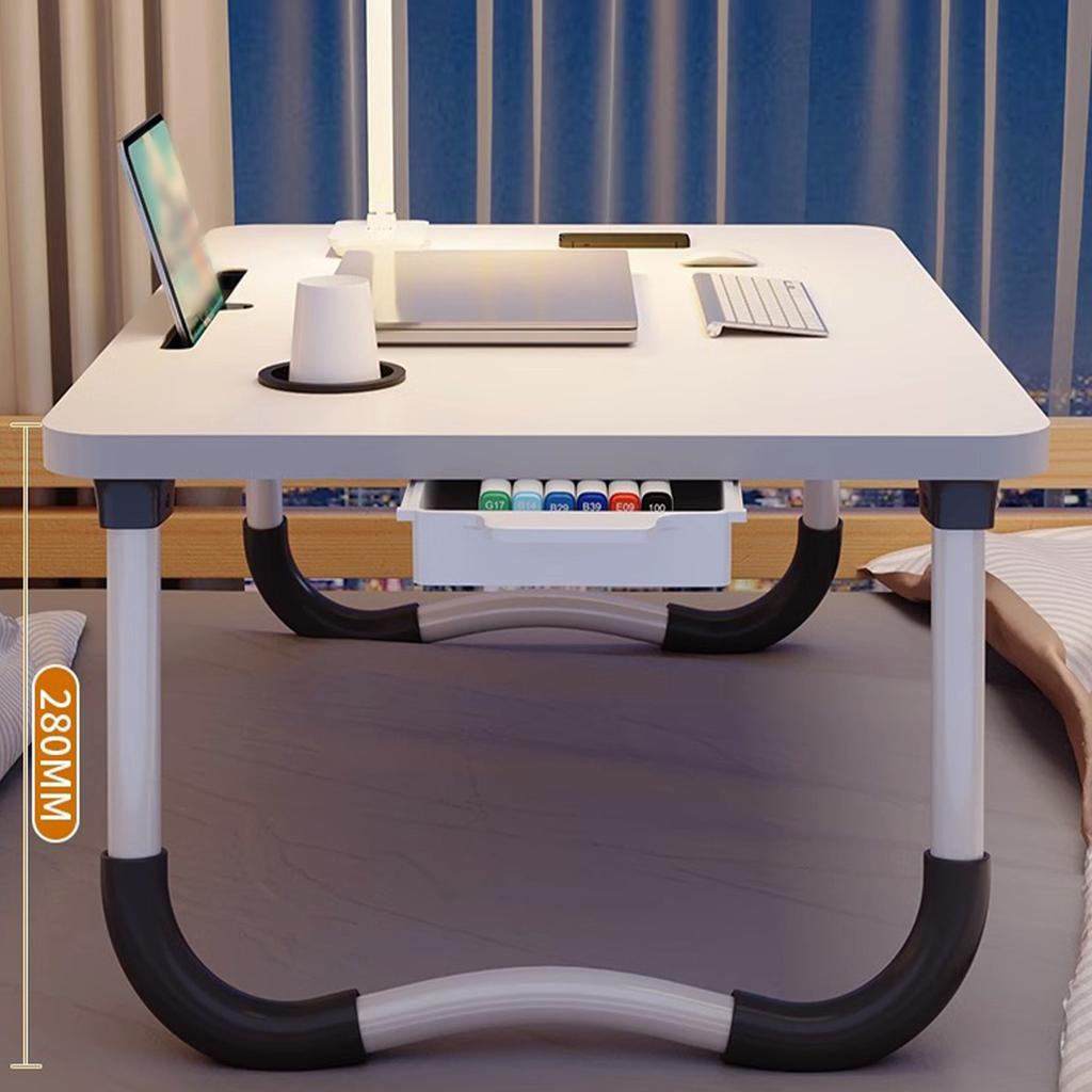 Столик для ноутбука в кровать складной портативный поднос-подставка для кровати с подстаканником и ящиком для дивана, пола, для чтения, письма, еды