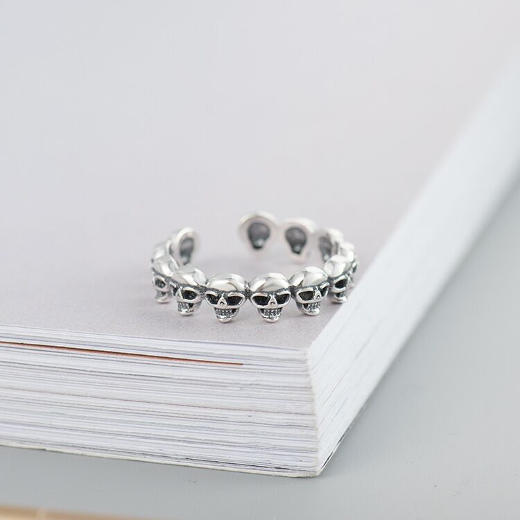 Европейский и американский темперамент личность ретро старый череп кольцо простой дизайн модное кольцо хип-хоп аксессуары
