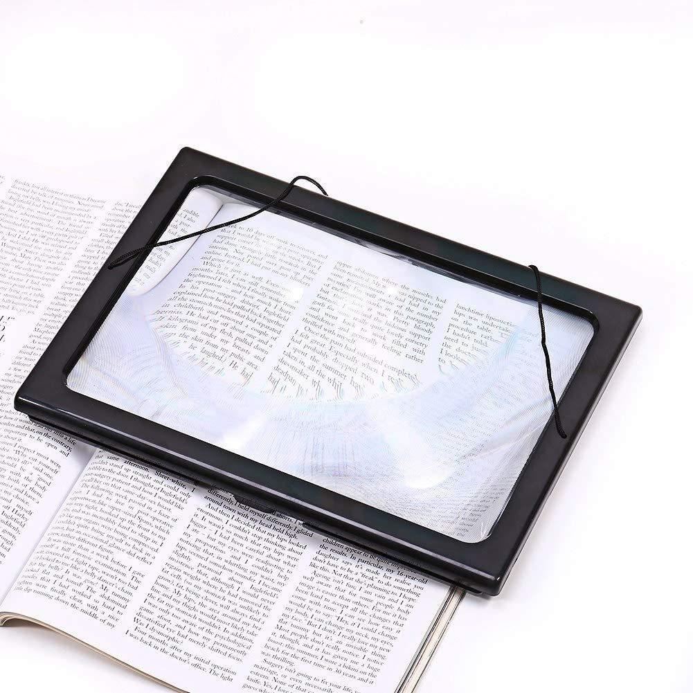 Foldable Portable A4 Rectangular 3x Reading Magnifying Glass With Led Light For Senior Use Creative Desk Accessory