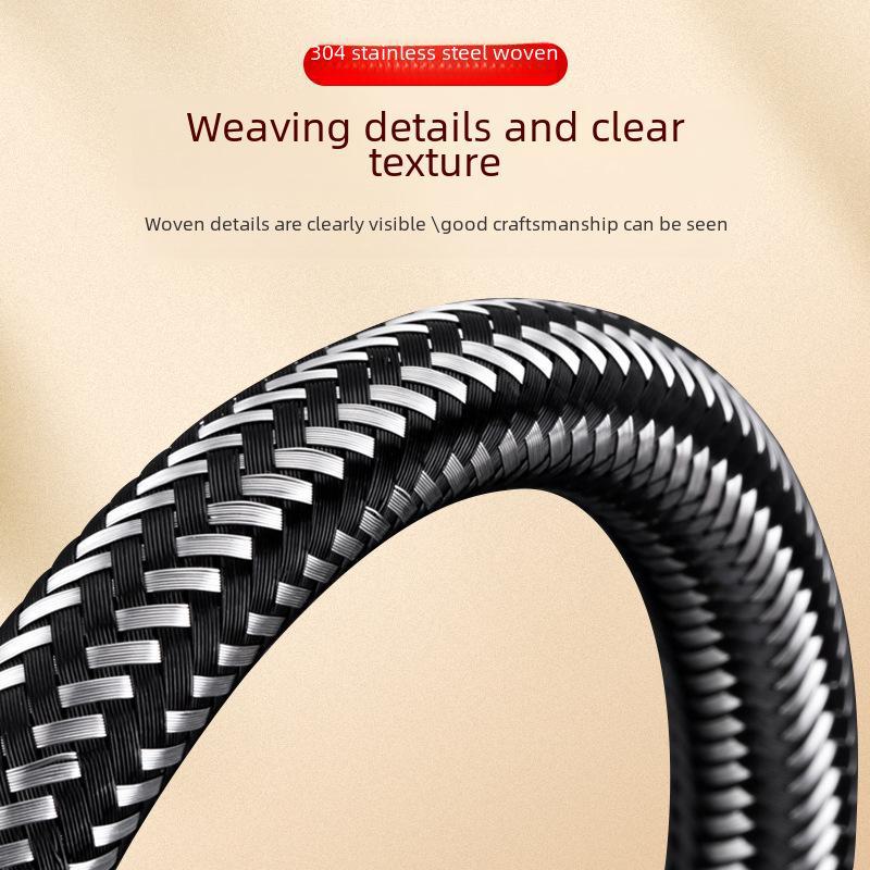 Brand 304 Stainless Steel Explosion-Proof Braided Hose for Water Heater and Toilet Faucet - Universal 4-Point Inlet Pipe