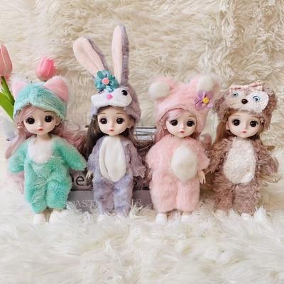 17 см Мини Милая Bjd Кукла Плюшевая Одежда Съемные Подвижные Суставы Голое Тело Игрушка для Детей