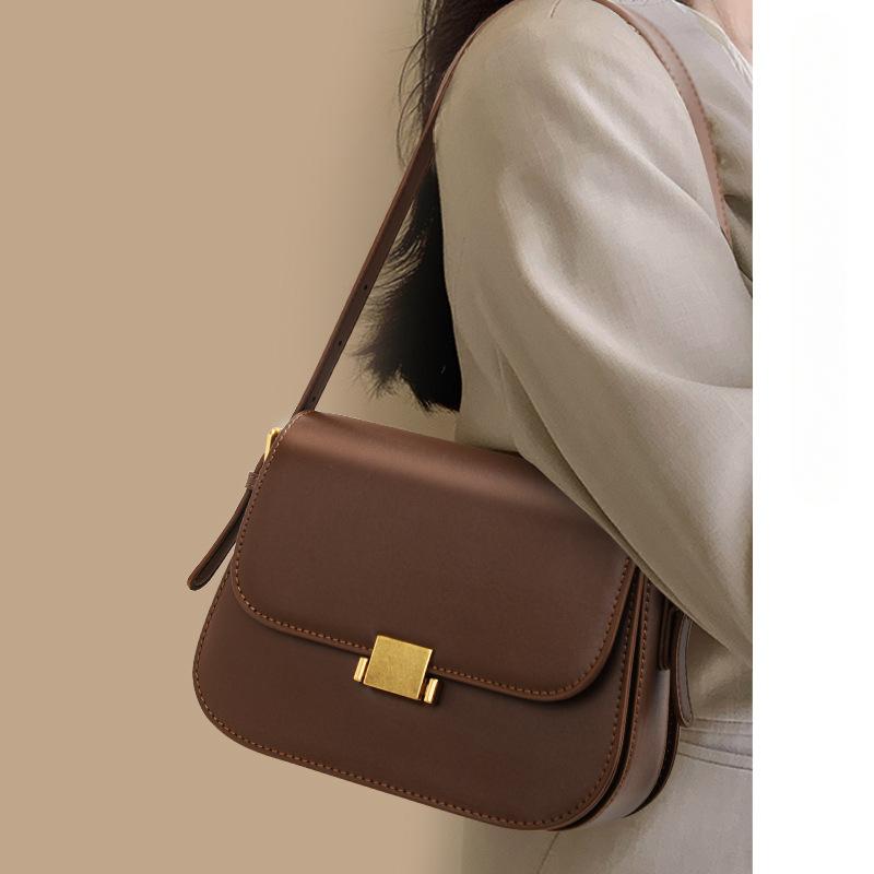 New Summer Cowhide Shoulder Bag Crossbody Bag Genuine Leather Underarm Saddle Bag Tofu Bag Women's Bag