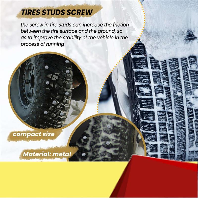 100PCS 12Mm Tire Studs Carbide Screw Snow Spikes Anti-Slip Anti-Ice For Car/SUV/ATV/UTV Car Tire Stud-M53K