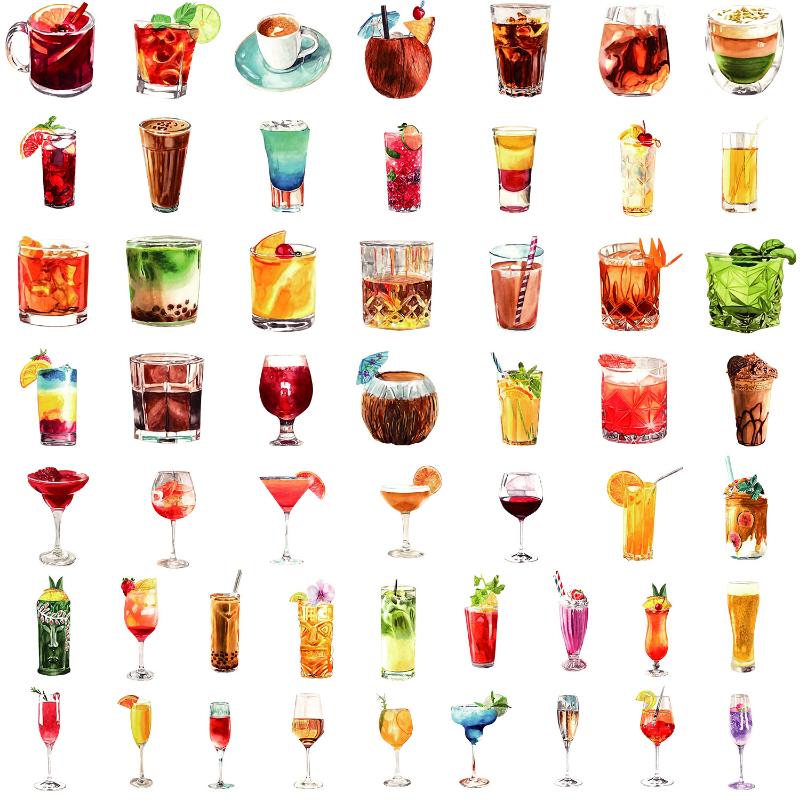 10/25/50 шт. Наклейки-граффити с коктейлями и напитками, Вино для DIY, Дорожный багаж, Бутылка для воды, Телефон, Ноутбук, Гитара, Скрапбук, Наклейка на автомобиль