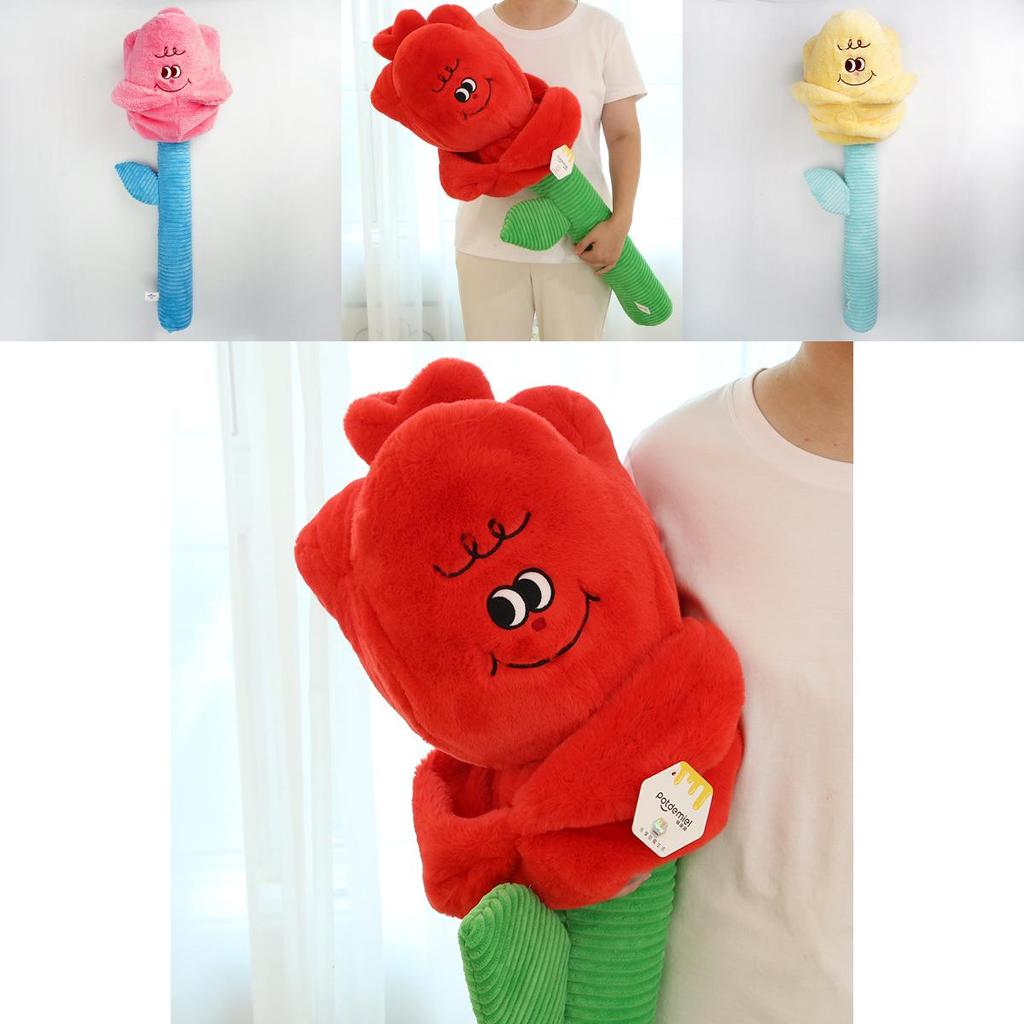 Красивые Плюшевые Цветы Розы Желтого и Розового Цвета Варианты 48 см и 85 см