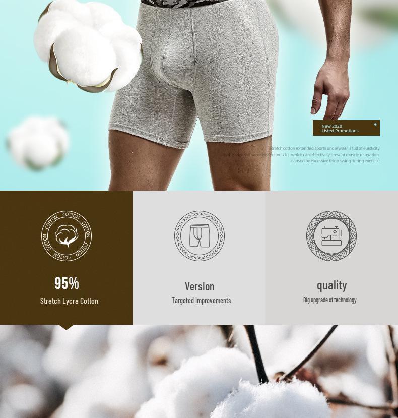 Мужские хлопковые боксеры-брифы против натирания - Большой размер, Дышащие для спорта и бега