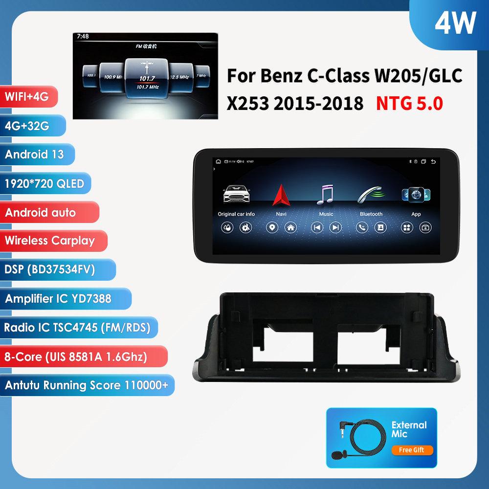Hizpo Android 14 Octa Core Smart Car Systems поддерживает Carplay Android Auto для Mercedes Benz C-Class W205/GLC X253 2015-2018 NTG 5.0 интеллектуальный экран