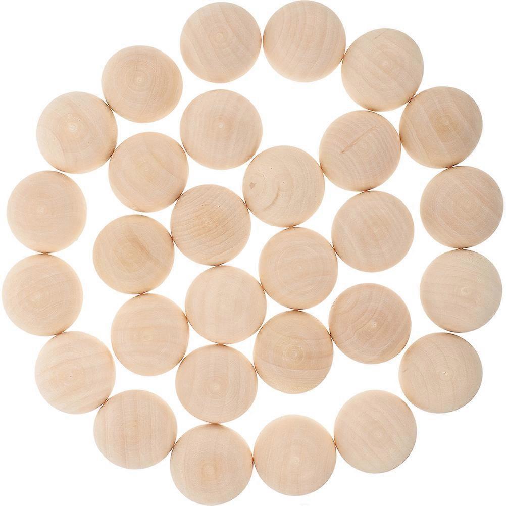 50pcs Half Wooden Beads DIY Unfinished Wood Balls Hemisphere Wood Craft Balls Dome Bead