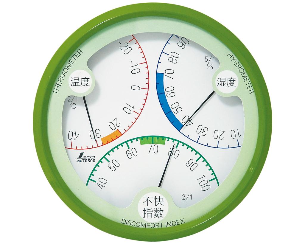 Shinwa Sokutei Измеритель температуры, влажности и индекса дискомфорта R-2 Круглый 15 см Зеленый 70500