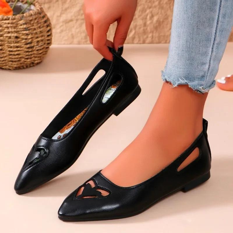 Fashion Women's Shoes 2024 High Quality Shallow Women's Flats Fashion Hollow Out Daily Flats Women New Plus Size Flat Low Heels Zapatos