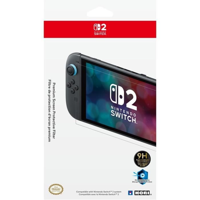 Protection d'écran verre trempé premium - HORI - Nintendo Switch 2 - Anti-lumière bleue - Indice de dureté 9 h