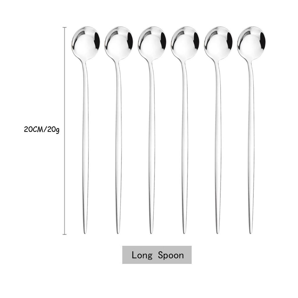 6 шт./компл., красочная ложка с длинной ручкой, столовая посуда, посуда для сока, кофе, перемешивающая посуда, ложка для мороженого, набор столовых приборов, кухонные инструменты