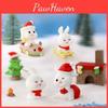 Adorable Christmas Bunny Figurine Resin Decoration Cute Holiday Accent Piece