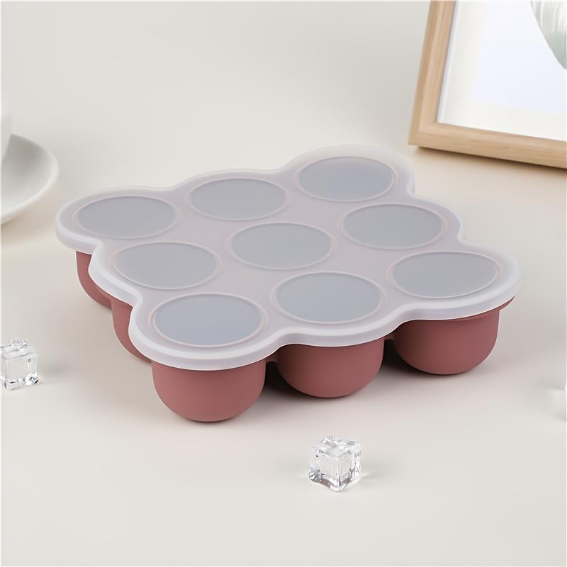 1 шт. Форма для льда из пищевого силикона с крышкой, 9 ячеек, антипригарная, легко извлекаемая, поднос для приготовления льда для детского питания, праздничных вечеринок, кухонного использования