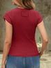 Womens Ribbed Knit T Shirt Cap Sleeve Crew Neck Slim Fit Summer Basic Top