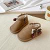 Sweet Girls Cherry Bow-te Cotton Boots Winter Cold-proof Children's Velvet Thickened Non-Slip Waterproof Snow Boots Shoes I10084
