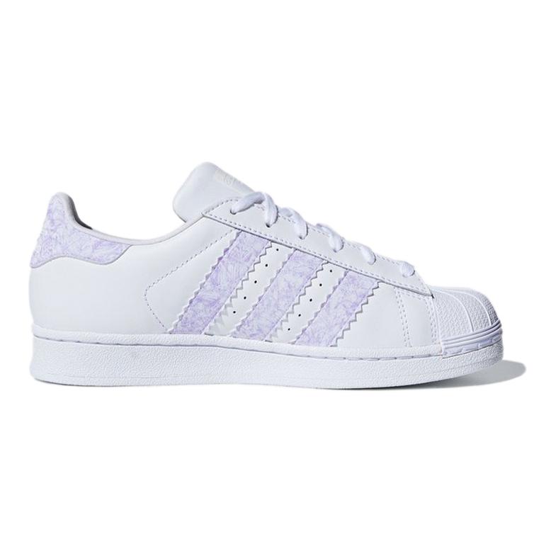 Adidas Оригинальные кроссовки Superstar с мыском-ракушкой, прочные низкие кеды для скейтбординга, детские кроссовки, белые, фиолетовые, CG6612